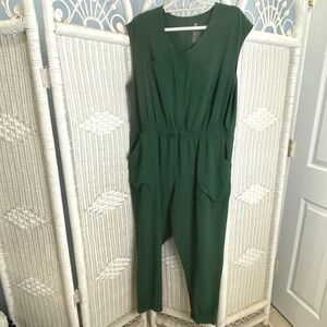 All in Motion XXL Green Utility Jumpsuit Sleeveless One Piece Pockets Jogger